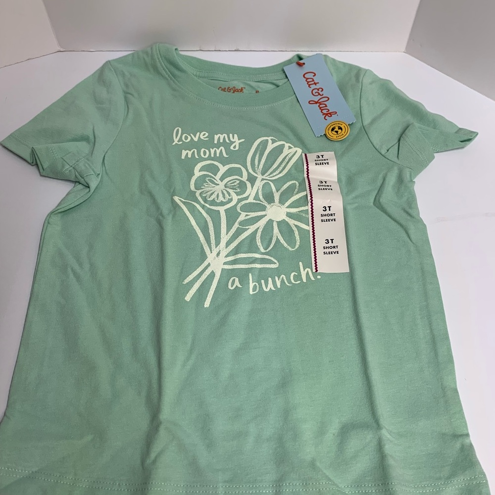 Cat & Jack Girls' Mint Green 'Love My Mom a Bunch' Short Sleeve Tee